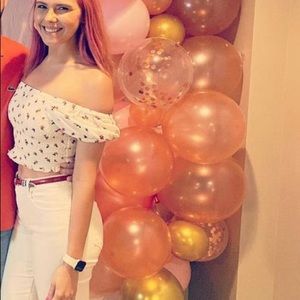 Cute floral white crop top